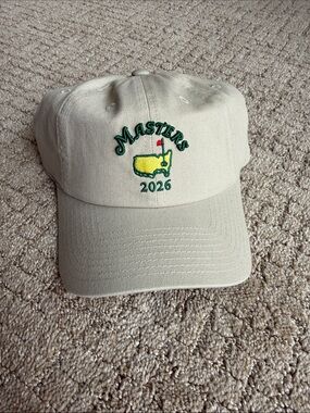 Masters 2026 Embroidered Golf Hat - Cream with Green & Yellow Logo